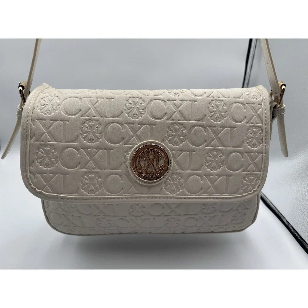 Christian Lacroix Cream Clara Shoulder Embossed Logo Bag‎ Purse